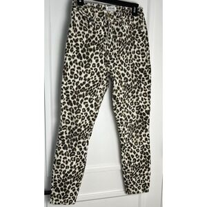 FRAME Ali High Rise Cigarette Yellow Leopard Print Skinny Denim Jeans Womens 28